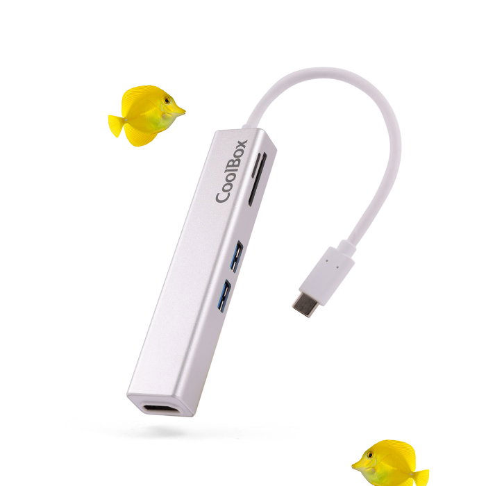 Coolbox Hub Minidock USB-C 5 ports HDMI, USB-A, microSD, SD Coolbox Hub Minidock USB-C 5 ports HDMI, USB-A, microSD, SD