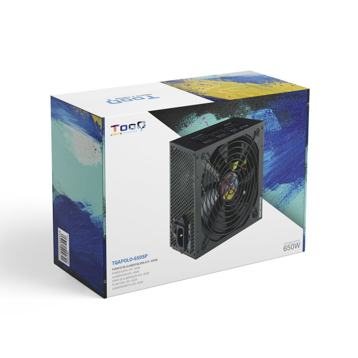 Tooq TQAPOLO 650SP Alimentation ATX 650W PFC Actif, Ventilateur 14cm, Noir Tooq TQAPOLO 650SP Alimentation ATX 650W PFC Actif, Ventilateur 14cm, Noir