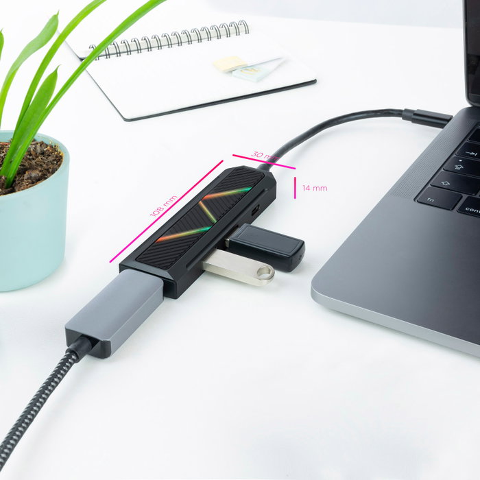 Nanocable Hub USB-C 4 en 1 avec USB-A 3.2, HDMI 1.4 4K 30Hz et Power Delivery 100W - Noir Nanocable Hub USB-C 4 en 1 avec USB-A 3.2, HDMI 1.4 4K 30Hz et Power Delivery 100W - Noir