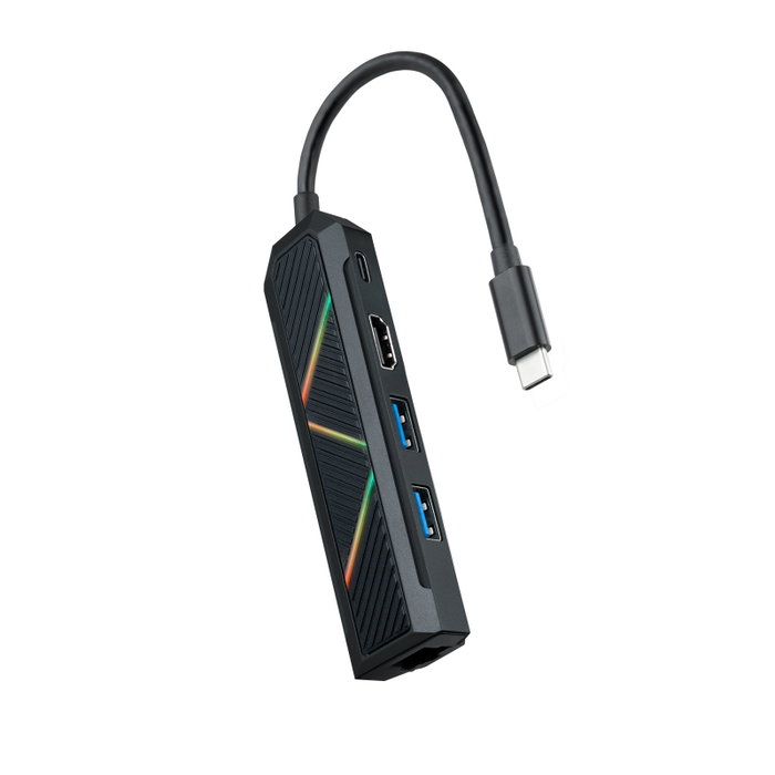 Nanocable Hub USB-C 5 en 1 USB3.1 Gen 1 HDMI 4K 30Hz RJ45 Gigabit PD 100W Aluminium Noir Nanocable Hub USB-C 5 en 1 USB3.1 Gen 1 HDMI 4K 30Hz RJ45 Gigabit PD 100W Aluminium Noir