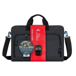 Rivacase BUNDLE8058 Mallette pour ordinateur portable 17,3 pouces avec souris sans fil - Sac de transport en polyester