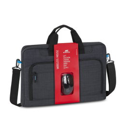 Rivacase BUNDLE8058 Mallette pour ordinateur portable 17,3 pouces avec souris sans fil - Sac de transport en polyester