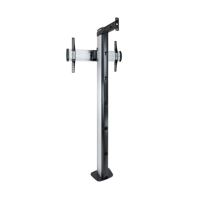 Tooq FS2270 M - B Support Sol TV Aluminium Argenté 37-70 Pouces Inclinable Rotation Hauteur Réglable