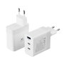 Ewent EW1323 Chargeur Rapide 65W USB-C GaN 3 Ports pour MacBook, iPhone, iPad, Smartphone