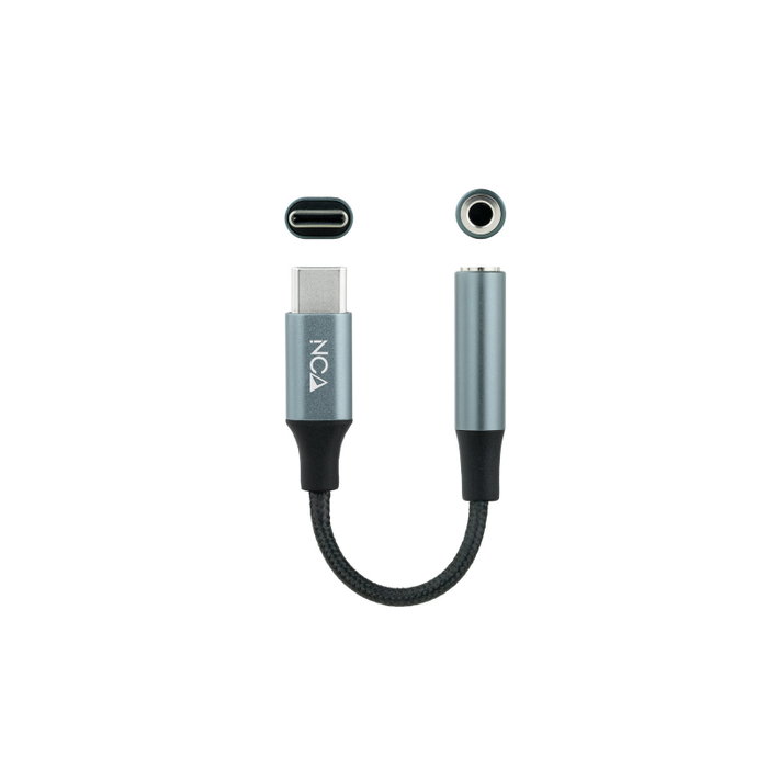 Nanocable 10.24.1204 Câble Adaptateur Audio USB-C Mâle vers Jack 3.5 Femelle Gris 11 cm