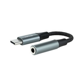 Nanocable 10.24.1204 Câble Adaptateur Audio USB-C Mâle vers Jack 3.5 Femelle Gris 11 cm