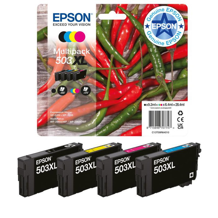 Epson Multipack 503 (C13T09Q64010) - Noir, Cyan, Magenta, Jaune Epson Multipack 503 (C13T09Q64010) - Noir, Cyan, Magenta, Jaune
