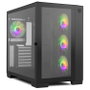 Nox Hummer Astra Boîtier PC Gaming Semi-Tour, Double Vitre Trempée, 4 Ventilateurs ARGB, USB 3.0 et USB-C, Noir