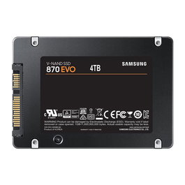 Samsung SSD 870 EVO 4 To, 2.5", SATA III 6 Gbps, jusqu'à 560/530 Mo/s, pour gamers et professionnels, garantie 5 ans
