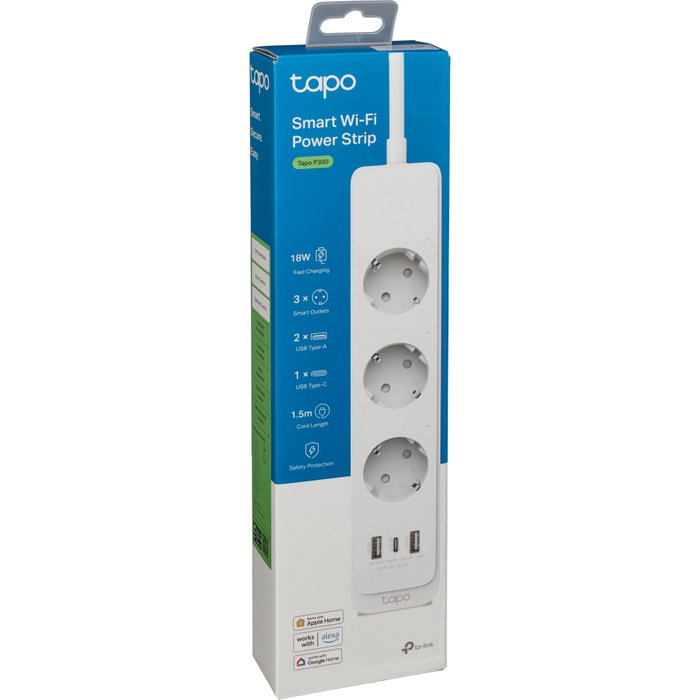 TP-Link Tapo P300 Multiprise Intelligente Wi-Fi avec Charge Rapide USB