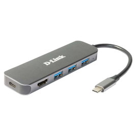 D-Link DUB-2333 Station d'accueil USB Type-C 3 ports USB-A 1 HDMI 1.4 4K Ultra HD grise 60W