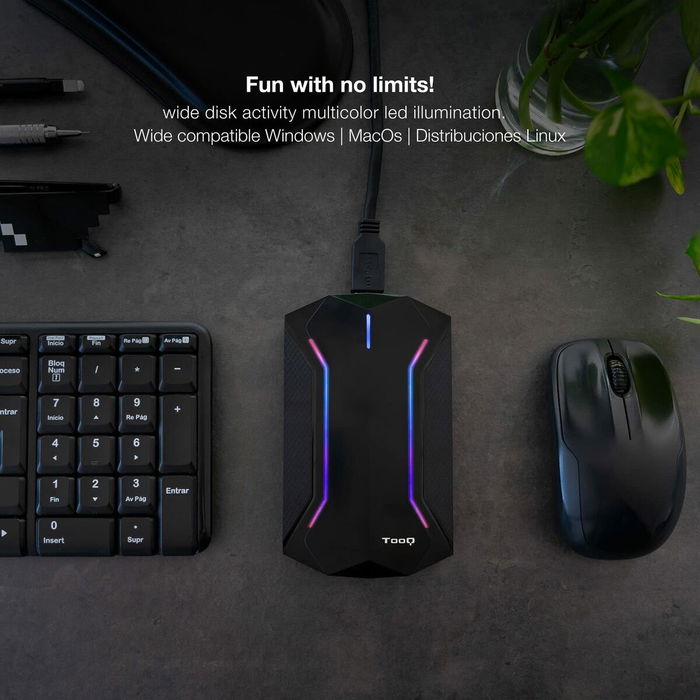 Boîtier pour disque dur TooQ TQE-2599RGB Noir 2,5"