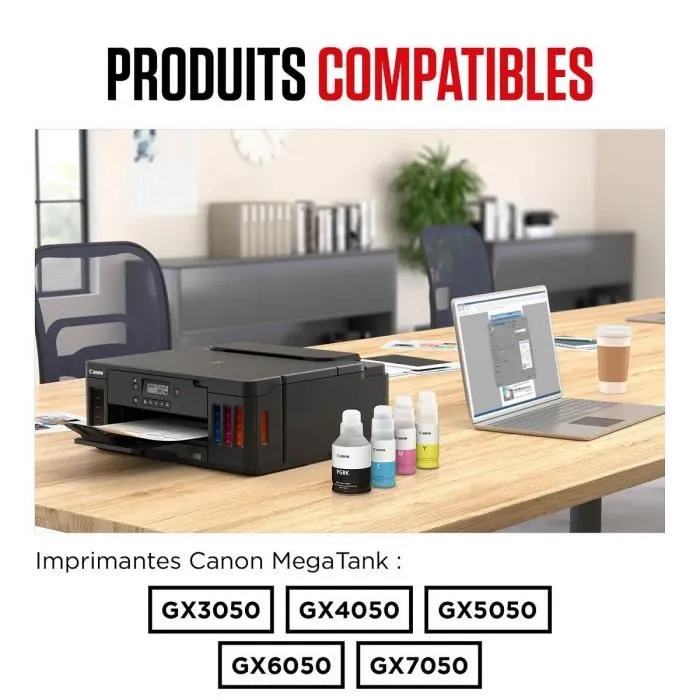 Canon - Bouteille d'encre GI-56BK Noir pour imprimantes MAXIFY GX - 135 ml - Rendement jusqu'à 14 881 pages - Encre haute résistance pour documents professionnels
