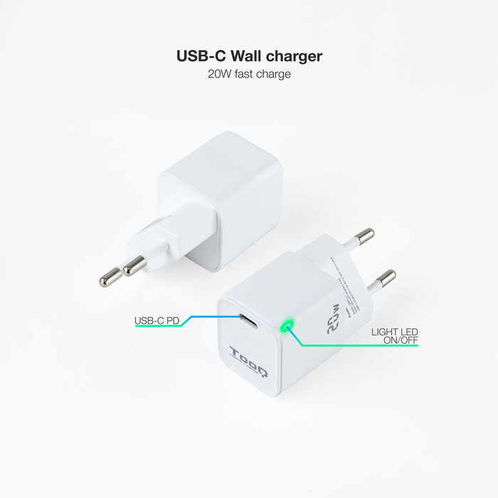 Chargeur mural TooQ TQWC-PD20WT Blanc 20 W