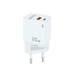 Tooq Chargeur Mural Double USB-C + USB-A 20W Blanc