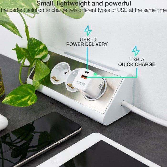 Chargeur mural TooQ TQWC-QCPD20WT Blanc 20 W
