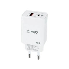 Tooq TEC-1022 Chargeur Murale Double USB-C/A 45W GaN Blanc - Prise Secteur