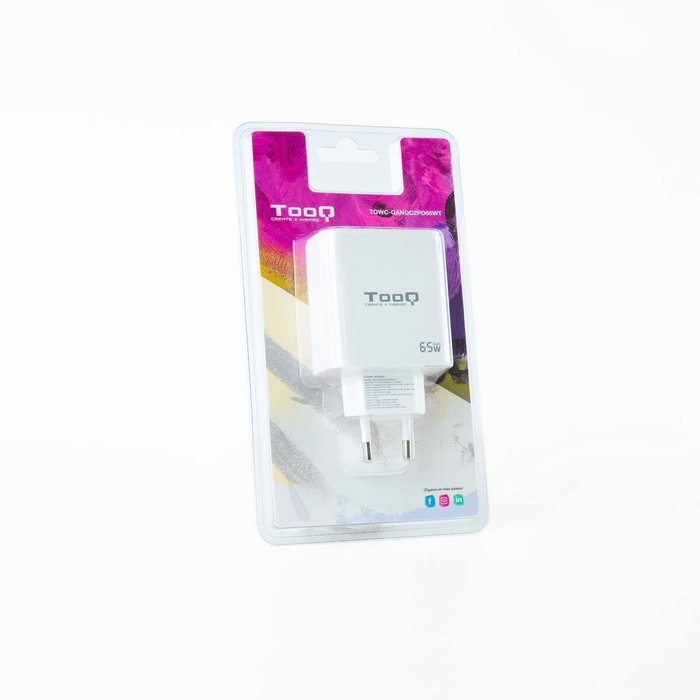 Chargeur mural TooQ TQWC-GANQC2PD65WT Blanc 65 W