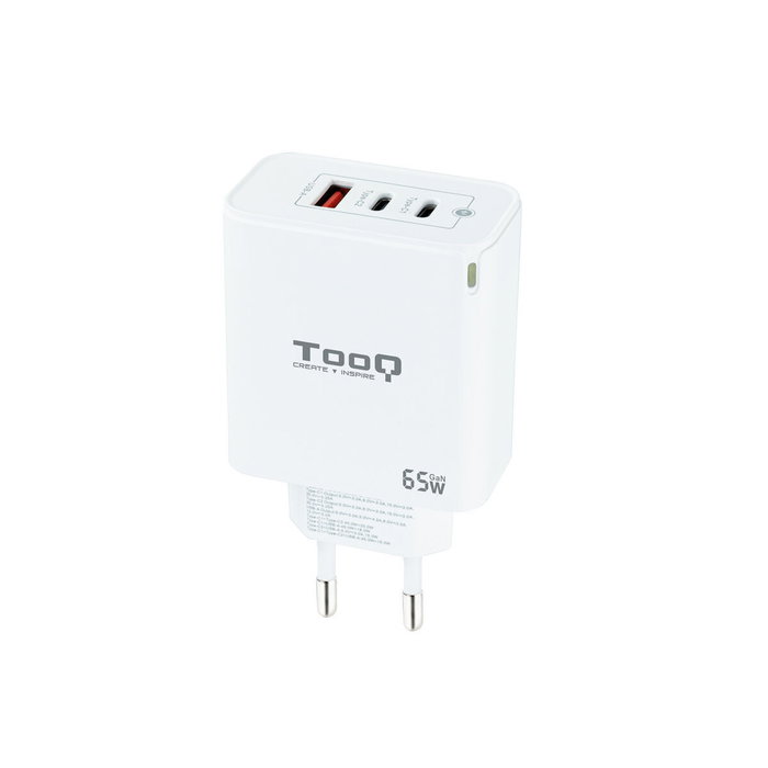 Chargeur mural TooQ TQWC-GANQC2PD65WT Blanc 65 W