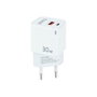 Tooq Chargeur Murale Double USB-C + USB-A 30W GaN Blanc