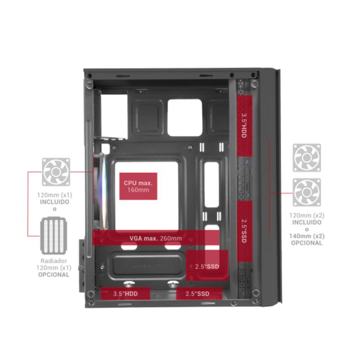 Mars Gaming Boîtier PC MC300 Noir, Micro-ATX/Mini-ITX, 3x120mm FRGB, Vitre Trempée Mars Gaming Boîtier PC MC300 Noir, Micro-ATX/Mini-ITX, 3x120mm FRGB, Vitre Trempée