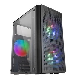 Mars Gaming Boîtier PC MC300 Noir, Micro-ATX/Mini-ITX, 3x120mm FRGB, Vitre Trempée