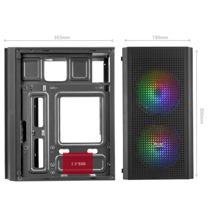 Mars Gaming Boîtier PC MC300 Noir, Micro-ATX/Mini-ITX, 3x120mm FRGB, Vitre Trempée Mars Gaming Boîtier PC MC300 Noir, Micro-ATX/Mini-ITX, 3x120mm FRGB, Vitre Trempée