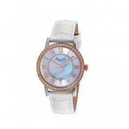 Kenneth Cole IKC2836 Montre Analogique Or Rose et Cuir Blanc