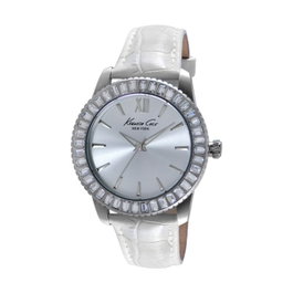 Kenneth Cole IKC2849 avec bracelet en cuir blanc et boîtier argenté