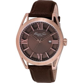 Kenneth Cole IKC8073 - Montre analogique or rose et cuir marron