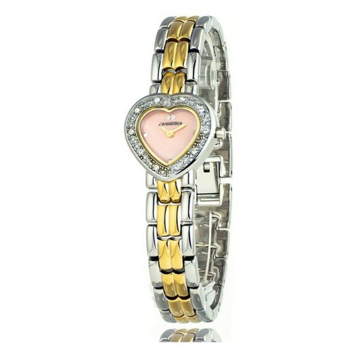 Chronotech CT2027L-06 montre analogique argentée avec cadran rose Chronotech CT2027L-06 montre analogique argentée avec cadran rose