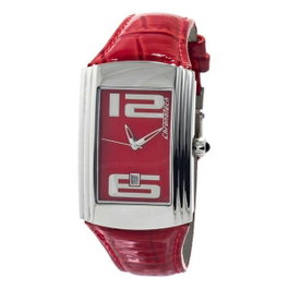 Chronotech CT7017B-05 Montre Analogique Femme Rouge et Argentée