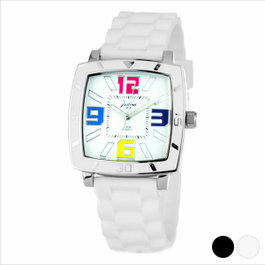 Justina 21971B avec bracelet blanc et boîtier argenté