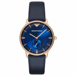 Armani AR2071 avec bracelet en cuir bleu et boîtier rose