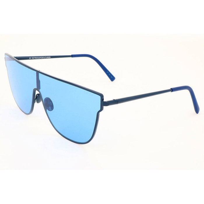 Retrosuperfuture Lenz Flat Top Lunettes de soleil aviateur unisexe, cadre métal bleu, verres bleus, pont 16 mm, verres 58 mm, branches 145 mm