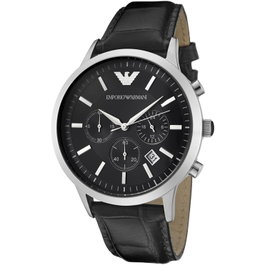 ARMANI AR2447 avec cadran noir et bracelet en cuir
