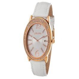 Folli Follie WF2B012STWA - Montre femme avec bracelet blanc et boîtier doré