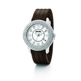 Folli Follie WF5T003ZTW avec bracelet marron et cadran blanc