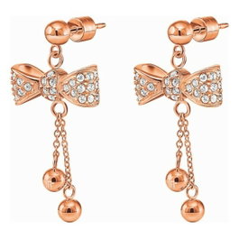 Folli Follie Boucles d'oreilles en acier inoxydable rose, 4cm