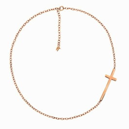 Folli Follie Collier en acier inoxydable plaqué argent rose, 49 cm