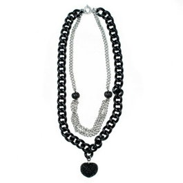 Folli Follie Collier en Acier Inoxydable Noir 40cm