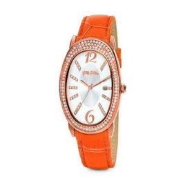Folli Follie WF2B012STWN avec bracelet en cuir orange et boîtier doré
