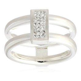 Folli Follie Bague en acier inoxydable argentée Taille 54