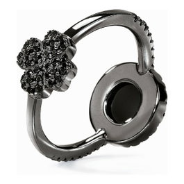 Folli Follie Bague en Argent Massif Noir Taille 52