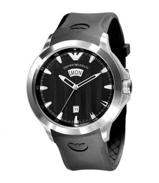 Armani AR0631 avec bracelet noir et boîtier argenté