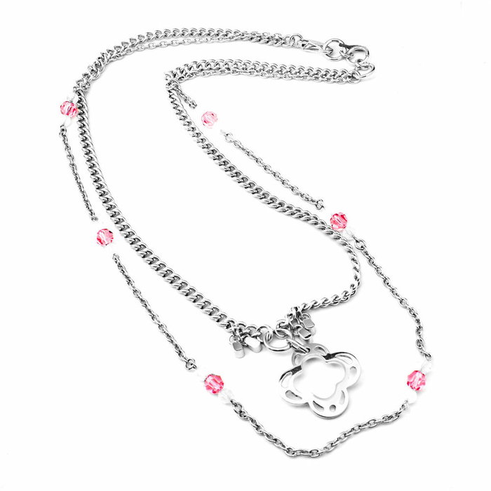 Folli Follie Collier en Acier Inoxydable Argenté 45cm Folli Follie Collier en Acier Inoxydable Argenté 45cm