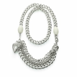 Folli Follie Collier en acier inoxydable plaqué argent 70 cm