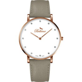 Bellevue B.56 Montre Analogique Femme Rose et Gris