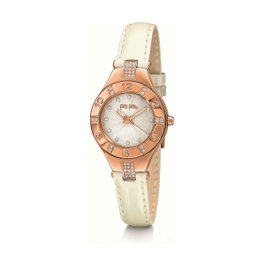 Folli Follie WF14B004SSS - Montre analogique dorée et bracelet blanc