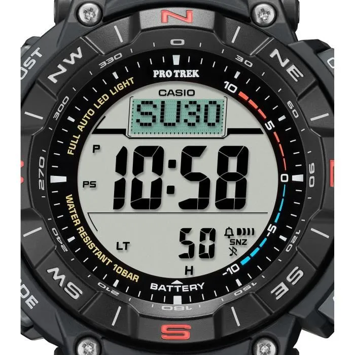 Casio PRG-340-1ER Montre Sport Multifonction - Altimètre, Baromètre, Thermomètre, Boussole Numérique - Solaire - Boîtier 54,7 mm Noir